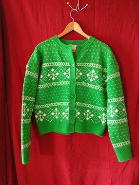 ASOS Green Fair Isle Button-Up Cardigan